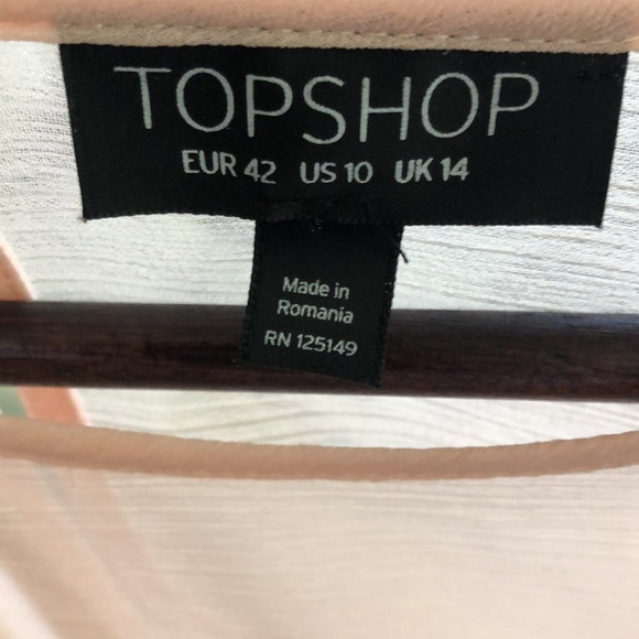 Topshop flowy &ruffled blush pink blouse size 10 ~ excellent condition - Picture 4 of 5